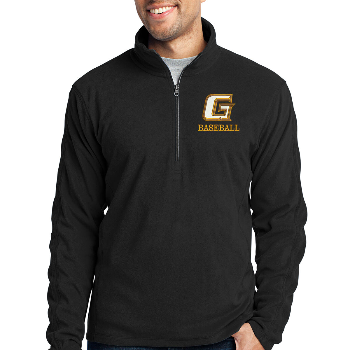 G Baseball Embroidered Quarter Zip Microfleece Jacket Thumbnail