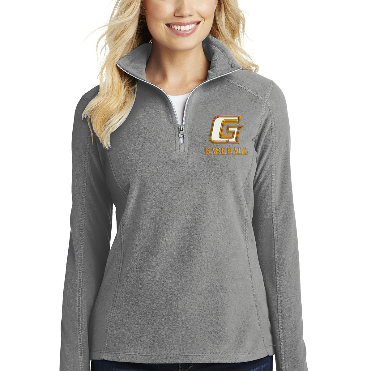G Baseball Embroidered LADIES Quarter Zip Microfleece Jacket Thumbnail
